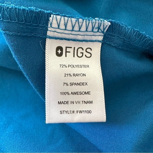 FIGS Women's Casma Three-Pocket Scrub Top Turquoise Blue PO1652 - Picture 11 of 13